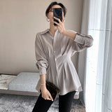 Shirt Female Design Small Spring And Autumn French Light Ripe Hong Kong Chic High-End Feeling Waist