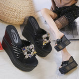 Zingj Slippers Female Wear Slope With Women's Diamond Square Buckle Cool Drag 2023 Summer New Platform Waterproof Platform Women's