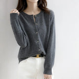 Zingj Autumn Long-Sleeved Sweater Pure Color Simple Temperament Cardigan On The Clothes With Women's Sweater Small Coat-Outfit
