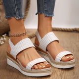 With A Slope And Sandals Women With Buckle On The Bottom Of The Knitted Light Beach Cold