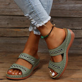 Slope And Embroidered Cool Slippers Women Wish Thick Bottom Outside Wearing PU Bottom Retro Beach