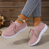 Casual Sports Single Shoe Lace Mesh Breathable Sports Single Shoes Women's Shoes Light Flat Bottom