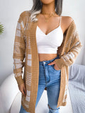 Wind Autumn And Winter Lattice With Lantern Sleeve Casual Cardigan Sweater Coat Women's