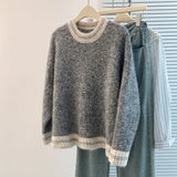 And Winter Dress New Women's Sweater Women's Korean Round Collar Bumpy Long-Sleeved Knitted Jersey Women Loose Thin