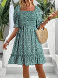 Women's Summer New New Ocean Bubble Bubble Sleeves Crush Flower Dresses Women's