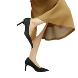 And Summer New Korean Version Of The Fashion High Heels Tips Light-Tied Thick And Solid Orange Single Shoes Commuter Work