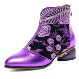 And Ethnic Women's Shoes Embroidered Rough And Autumn And Winter Women's Boots Large Size Martin Women's Short Boots 2025