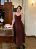 Xixi 2025 Autumn And Winter New Korean Version Of Temperament With Velvet Sling Dress Hanging Dress Hanging Dress