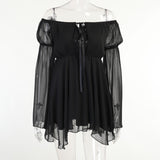 Chiffon Shoulder Irregular Dress Girded Suit Temperament Commuting Short