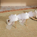 Zingj Silk And Satin Premium Sense Waterproof Platform With High Heels With A Pointed Bow
