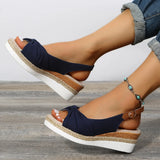 Zingj New Sandals Large Size Hemp Rope Bow Wedge Casual Sandal Women's