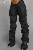 Vintage Pleated Loose Pants for Women Fashion Y2K Elastic Slim Solid Trousers Casual High Streetwear Fenale Autumn