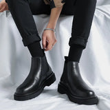 Boots Male Cotton Shoes High Top Leather Shoes Black Martin Boots Men Middle Top Leather Shoes