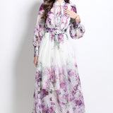 Dress Early Spring New Famous High-End Waist Lantern Sleeve Elegant Dress