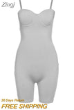 Strap Low Cut Skinny Biker Shorts Rompers Tight Workout Loungewear Sporty Women Body-Shaping Playsuits Solid