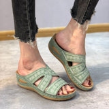 Cool Slippers Women's Slope And Fish Mouth Thick-Sed Large-Size Shoes Multi-Color Optional Embroidery Cool Drag