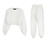 Women Pullover Hoodies Sweatshirts Suit Winter Spring Solid Casual Tracksuit Fleece Y2k 2 Pieces Set Sweatpants Quality