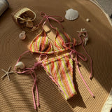 2025 New Coloring Of The Flower Sexy Drawstring Strap Swimsuit