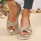 2025 New Sandals Large-Size Cross-Slope Sandals Women's