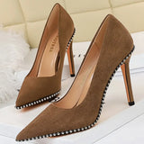 Shoes Rivet Woman Pumps 2021 New High Heels Stiletto Pu Leather Women Heels Sexy Party Shoes Female Heel Plus Size