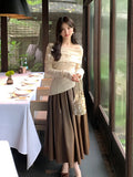 Xixi 2025 Autumn New Temperament Commute High-Waisted Half-Body Skirt PU Folding A-Skin Skirt