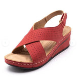 Women's Shoes Summer Women's Sandals Slope And Breathable Magic Thick Bottom Hollow Sandals Large