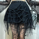 Gothic Punk, Spider Web, Tassel, Half Skirt, Dark Wind, Short