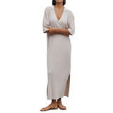 Zingj Ribbed Knitting On Both Sides Of The Short-Sleeved Skirt