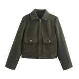 Women's Explosive Collared Pocket Zipper