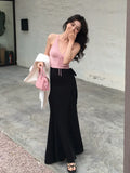 Xixi 2025 Spring New Temperament Commuting Solid Color Slim Waist Half-Body Skirt With Crooked Pencil Skirt
