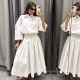 For Women's Clothing INS Explosive Temperament Tuxed Feather Shirt + Skirt