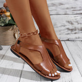 New Soft-Soled Casual Beach Sandals Women's Hollow Solid-Colored Toe Flat-Bottomed Women's