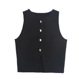 Women's Clothing 2025 Autumn And Winter New Fashion Two-Color Flat Needle Short Vest