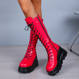 Thick Bottom Women Boots 2025 New Punk Style Personality Big Red Slope And Thick Bottom Mids