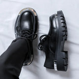Zingj Casual Leather Shoes Trend Teen Platform Fall 2023 New Versatile Men's Working Shoes