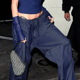 Zingj Summer New Spice Girls J Street Tooling Pocket Wide Leg Pants Hanging Sense Casual Pants