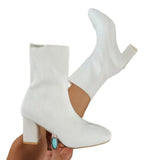 Boots 2025 New Autumn/Winter Sharp Head Weaving Big Size Women's Boots Coarse High Heel Middle-T-Big-Hee Thin-Skinned Socks