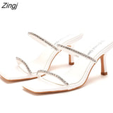 Women's shoes Black square head Rhinestone accessories High-heeled