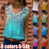 Loose Sleeveless V-neck Printed Vest