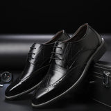 Zingj Men's Shoes Spring 2024 Brock New Men's Business Wear All-Match Men's Casual Leather Shoes Lace-Up Shoes