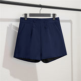 Zingj Photo Suit Shorts Female 2024 Summer New High Waist Loose Blue Five Split Pants Straight Tube Hong Kong Flavor Casual