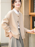 Goods Beautiful Camel Knitted Jacket Lady 2025 Autumn And Winter New Small Loose Outside Clothes