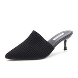 Half-Slippers High Heel Head Women's Summer New Fashion Half-Shoe Single Shoes Fashion Fine Heel Cool