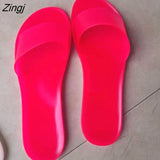 Women 2023 Summer Woman Jelly Shoes Candy colors PVC Flat Sandal Ladies Peep Toe Casual Slides Female Flip Flops