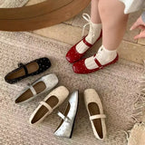 Inner High-Grade Version ~ Retro Full Star Rivet Ballet Single-Shoe Girl Spring And Autumn Buckle With Shallow Mary Treasure