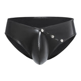 Zingj Men's PVC Bright Leather Triefs Sexy Open File Lekhoers Size Accurate No