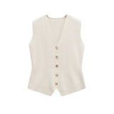 Spring New Vest Vest Outside The Vest Blouse Design Sense Of Niche Temperament Knitted Vest Splicing