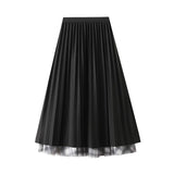 Both Sides Of The Retro Lattice Yarn Irregularly Dressed Skirt In The Long A-Shaped Dress Autumn