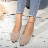 Version Of Knitted Breathable Shallow Mouth Flat Sole Single Shoes Large Size Flying Wet Sharp Lazy Working