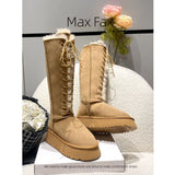 Warm Snow Boots Women's Winter New Plus Velvet Thick High-Bodied Lace With Northeast Cotton Shoes Women's